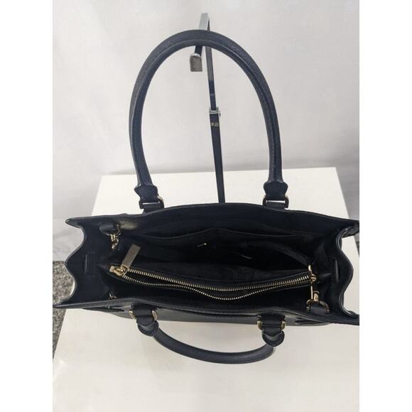 Michael Kors Top Handle Bag Black Saffiano Leather Shoulder Handbag Purse Pocket - Picture 6 of 12